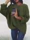 Solid Color Long Sleeve Loose Casual Sweater For Women - Army Green