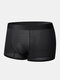 Men Ultrathin Ice Silk Fine Mesh Solid Breathable Soft Cozy Boxers Briefs - Black