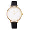 Trendy Waterproof Quartz Watch Simple Leather Round Dial Roman Numeral Wristwatch for Women - Black