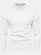 Mens Solid Color Ribbed Knit Half-Collar Basic Pullover Sweaters - White