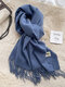 Unisex Artificial Cashmere Solid Color Letter Label Tassel Warmth All-match Scarves - Blue 1