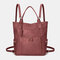 Women Multifunction Large Capacity Crossbody Bag Backpack - Wine Red