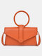 Women Solid Ring Candy Colors Crossbody Bag Handbag - Orange