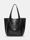 Lightweight Breathable Soft Vintage Large Capacity Magnetic Button Closure Handbag Tote - Black