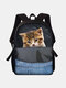 Women Men Dacron Cat Pattern Printing Large Capacity Backpack - #07