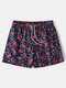 Pineapple Banana Cactus Printed Shorts Drawstirng Quick Drying Swim Trunks With Pockets - Red