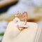 Trendy Delicate Zirconia Crystal Leaf Shell Flower Rings for Women Girl Rose Gold Open-end Rings - As Picture