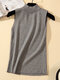 Solid Color Casual Sleeveless Knitting Sweater - Grey