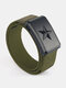 Men Nylon Solid Color Pentagram Pattern Automatic Function Alloy Magnetic Buckle Outdoor Train Casual Belt - Army Green