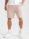 Mens Geometric Pattern Textured Preppy Mid Length Drawstring Shorts - Pink