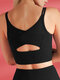 Women Sports Bra Shockproof Mesh Patchwork Long Lined Yoga Running Vest - Black