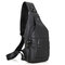 Genuine Leather Chest Bag Casual Vintage Sling Bag Crossbody Bag For Men - Black