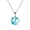 Collier pendentif en résine sphérique géométrique à la mode collier chaîne transparente nuages blancs bleus  - Bleu