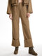 Corduroy Solid Zip Front Button Pants For Women - Khaki
