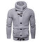 Mens Casual Knit Flexible Breathable Buttons Solid Color Quality Sweater - Gray
