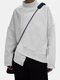 Solid Color Long Sleeve Side Slit Irregular Sweatshirt - White