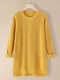 Solid Drop Shoulder High-low Loose Knit Comfy Sweater - Yellow