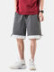 Mens Patchwork Breathable Elastic Drawstring Casual Thin Shorts - Grey