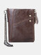 Men Vintage Chains RFID Genuine Leather Cow Leather Multi-card Slots Coin Purse Wallet - Coffee