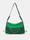 المرأة البلاستيكية أزياء شفافة سلسلة الصلبة اللون حقيبة كتف كروسبودي - أخضر