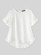 Solid Color Ruffle Sleeve Plus Size Casual Blouse - White