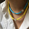 Collier multicouche pendentif perle de bohème chaîne de clavicule en argile polymère de couleur mélangée - 05