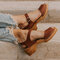 Women Peep Toe Comfy Wearable Casual Buckle Strap Platform Sandals - Brown