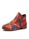 Women Casual Side-zip Comfortable Ethnic Style Ankle Boots - Red