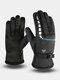 Men Cotton Dacron Thicken Plus Velvet Letter Camo Pattern Full-finger Warmth Outdoor Skiing Riding Gloves - Blue+Black