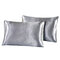 2pcs Imitation Silk Pillow Case Cushion Cover Bags Stand Queen King Size Bedding Sets - Gray
