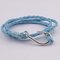 Multi-layer Winding Bracelet Fish Hook Men Leather Rope Bracelet Alloy Decoration Bracelet - Blue