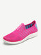 Mesh Breathable Slip On Casual Trainers For Women - Red