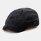 Men Cotton Literary Artist Style Summer Sunscreen Visor Forward Hat Beret Hat Flat Caps - Black