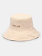 Unisex Double-sided Cotton Lattice Pattern Young Sunshade Bucket Hat - Beige