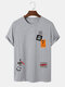 Mens Letter Label Print Crew Neck Daily Short Sleeve T-Shirts - Gray