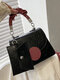 Women White Black PU Leather Embossed Card Key Wallet Handbag Crossbody Bag Satchel Bag - Black
