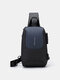 Men Oxford Multifunction USB Charging Anti-theft Multi-Layers Waterproof Crossbody Bag Chest Bag Sling Bag - Black