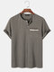 Mens Chevron Texture Half Button Collarless Short Sleeve T-Shirts - Coffee