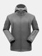 Mens Solid Color Waterproof Breathable Zipper Pocket Turtleneck Warm Hooded Jackets - Grey