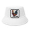 Men's Women's Cotton Fisherman Hat Animal Print With Cock Flat Top Hat Outdoor Sun Hat - White