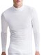 Mens Half Turtleneck Slim Warm Long Sleeve Solid Color T-Shirt - White