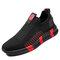Men Knitted Fabric Breathable Slip On Soft Walking Shoes - Red