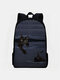 Women Oxford Large Capacity Black Cat Striped Pattern Printing Backpack - Blue