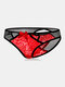 Women Sexy Lace Bowknot Design Mesh See Through Open Crotch Panties - Red