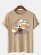 T-shirt a maniche corte da uomo con stampa di gatti simpatici cartoni animati Collo invernali - Albicocca