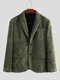 Mens Plain Solid Color Corduroy Thicken Blazer Casual Jackets - Green