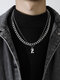 2 Pcs Trendy Fashion Hip-hop Multi-layers Capital Alphabet Letter Shape Titanium Stainless Steel Necklace - Z