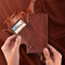 Leather Wallet Phone Case Slim Flip Cover Kickstand with Movable Card Holder For Iphone - Deep Brown