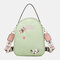 Women Oxford Embroidery Ethnic Multi-carry Earphone Backpack Shoulder Bag Handbag - Light Green