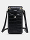 Women Multi-card Slots Alligator Pattern Print 6.5 Inch Phone Bag Crossbody Bag - Black